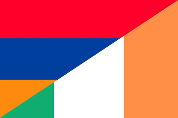 Waving flag of Ireland and Armenia 