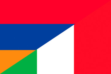 Waving flag of Italy and Armenia 