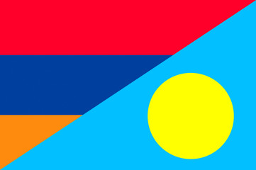 Waving flag of Palau and Armenia 