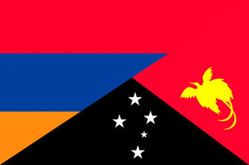 Waving flag of Papua New Guinea and Armenia 
