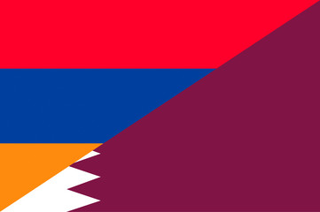Waving flag of Qatar and Armenia 