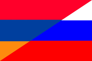 Waving flag of Russia and Armenia 
