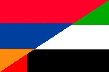 Waving flag of United Arab Emirates and Armenia 