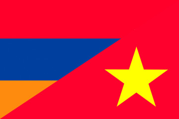 Waving flag of Vietnam and Armenia 