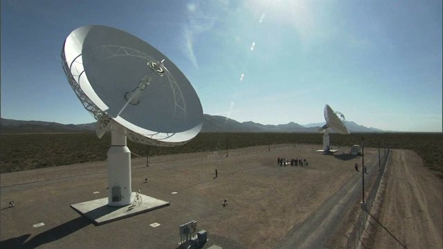 Satellite dishes study outer space.