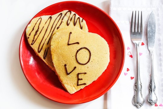 Heart shaped pancake  for Valentines day