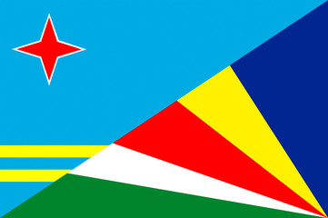 Waving flag of Seychelles and Aruba 