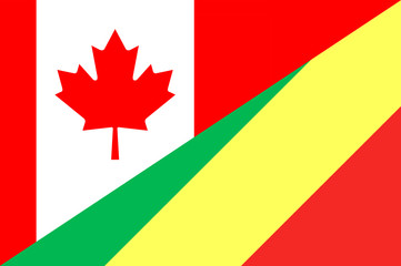 Waving flag of Congo and Canada