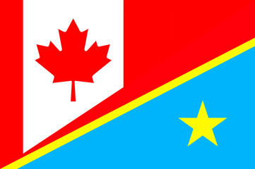 Waving flag of Congo Democratic Republic and Canada