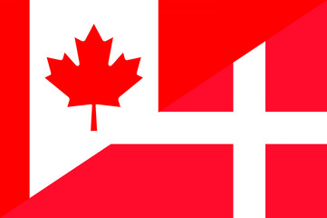 Fototapeta na wymiar Waving flag of Denmark and Canada