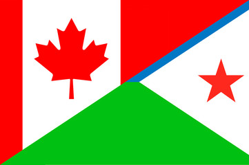 Fototapeta na wymiar Waving flag of Djibouti and Canada