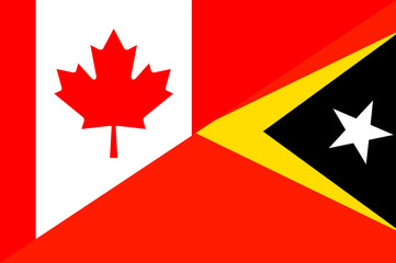 Waving flag of East Timor and Canada