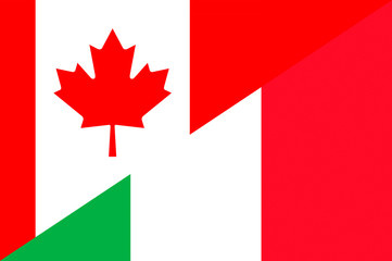 Waving flag of Italy and Canada