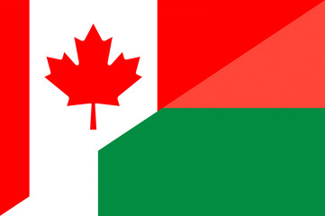 Waving flag of Madagascar and Canada