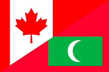 Waving flag of Maldives and Canada