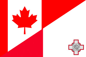 Waving flag of Malta and Canada