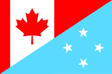 Fototapeta na wymiar Waving flag of Micronesia and Canada