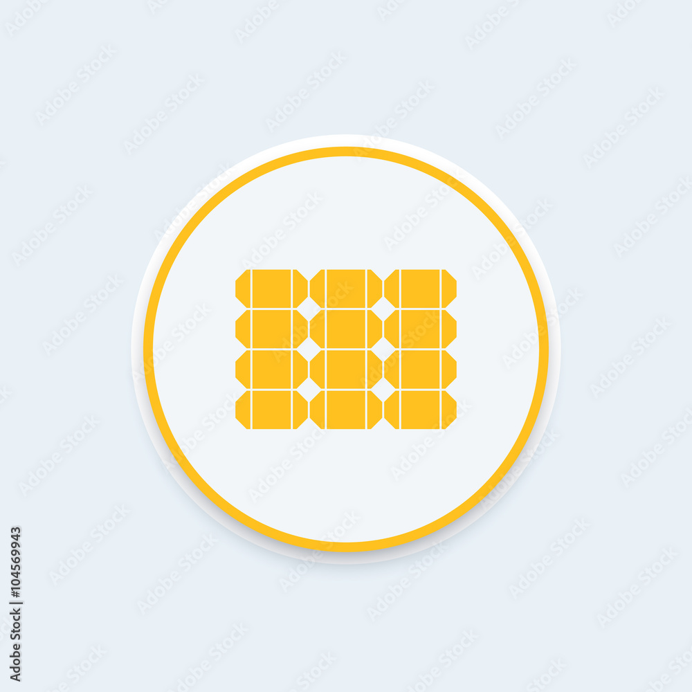 Poster Solar panel icon, solar energy sign, solar panel round icon, vector illustration