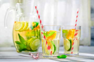 Sweet lemonade with citrus with in summer