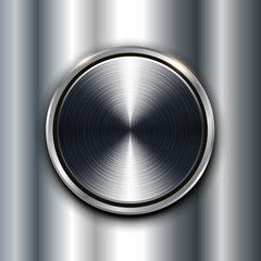 Metal texture background with metallic circular button.