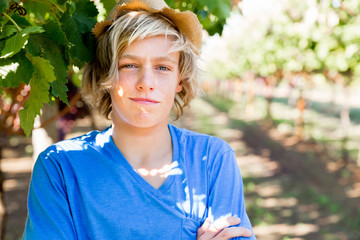 Boy in vineyard