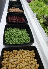 Red beans, green beans,  and Chick peas on salad bar