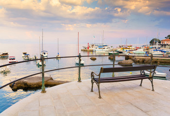 Obraz premium romantic evening at promenade in Opatija, Istria, Kvarner, Croatia