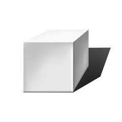 White cube on a white background with shadow