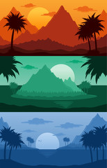 Tropical landscapes vector illustration