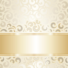 Retro wedding background wallpaper design ecru & gold