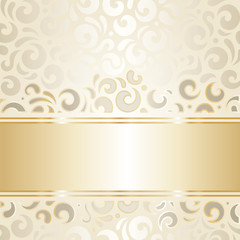 Retro wedding background wallpaper design ecru & gold