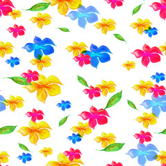 Obraz premium Multicolored flowers watercolor pattern
