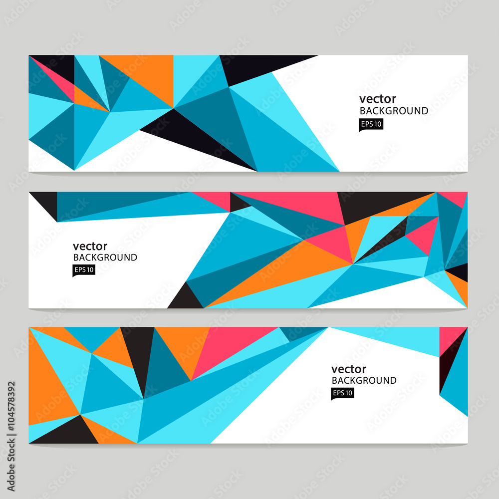 Wall mural abstract banner header set abstract colorful geometric polygonal background stock-vector 10 eps