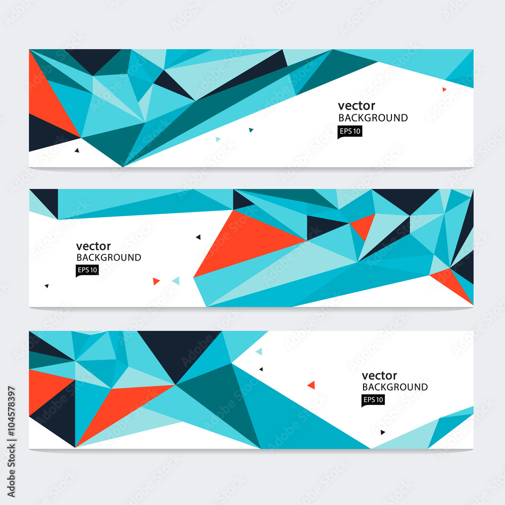 Wall mural abstract banner header set abstract colorful geometric polygonal background stock-vector 10 eps