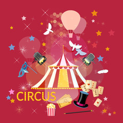 Circus performance circus show circus tent vector illustration