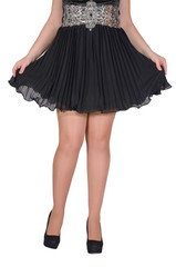 Beautiful sexy female legs in white transparent stocking and black shoes on a white background