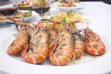 Group of grilled shrimps