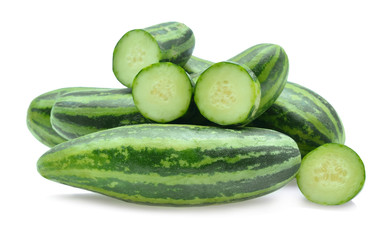 Cucumber isolated green striped white background
