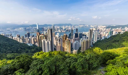 Foto op Plexiglas Hong Kong Skyline van Victoria Peak in Hong Kong, China. © Premium Collection