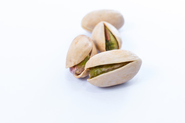 Pistachio nuts. Isolated on a white background.