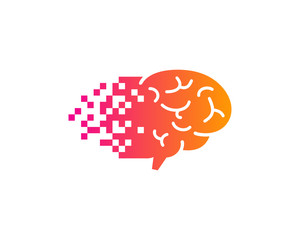 Brain Pixels Logo Design Template