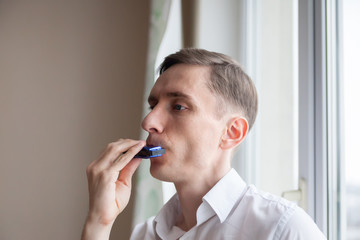 musician playing    harmonica.