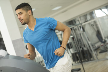 Young black man in the gym