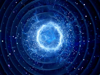 Cercles muraux Vague abstraite Onde gravitationnelle éclatée par un champ de force puissant