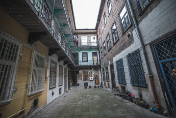 The Typical Old Courtyard in the Historic City of Budapest in Hungary