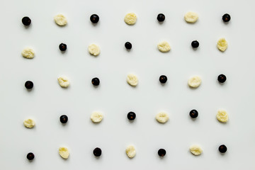 Pattern flakes and currant on a light background