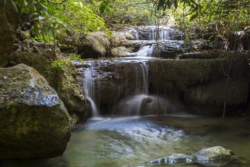 Naklejka na ściany i meble Erawan waterfalls in Thailand