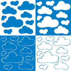 Four abstract patterns - cartoon clouds
