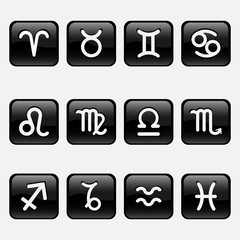 Black zodiacal buttons