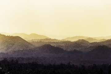 Landscape of layer of mountain, retro tone